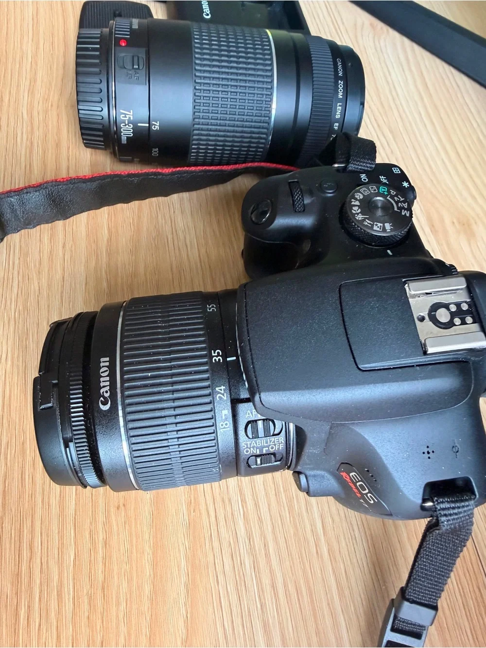 Canon EOS Rebel T7 Camera double lens kit with EF-S 18-55mm and EF 75-300mm lens